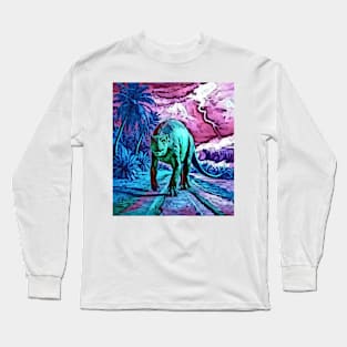 watercolor dinosaur storm nightmare Long Sleeve T-Shirt